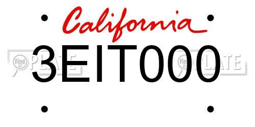 3EIT000 California License Plate
