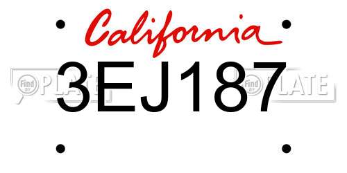 3EJ187 California License Plate