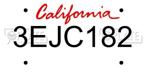 3EJC182 California License Plate