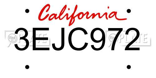 3EJC972 California License Plate