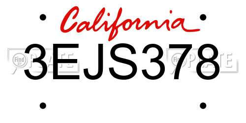 3EJS378 California License Plate