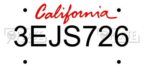 3EJS726 California License Plate