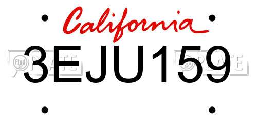 3EJU159 California License Plate