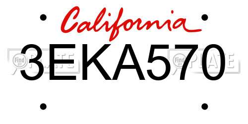 3EKA570 California License Plate