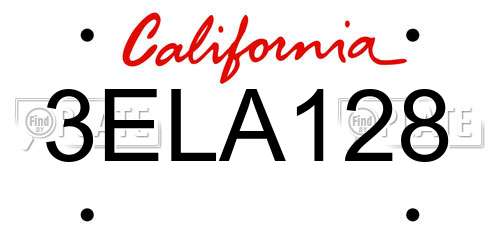3ELA128 California License Plate