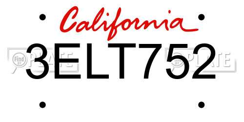 3ELT752 California License Plate