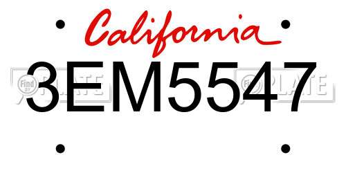 3EM5547 California License Plate