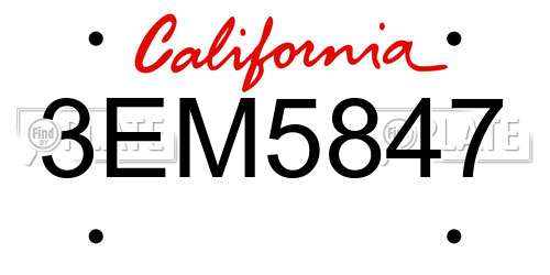 3EM5847 California License Plate