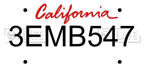 3EMB547 California License Plate