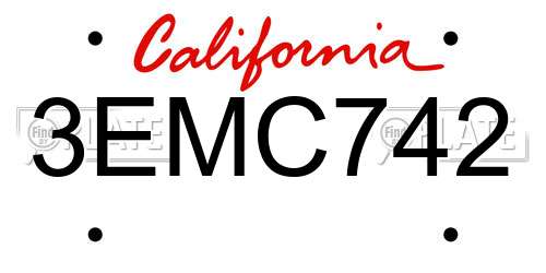 3EMC742 California License Plate