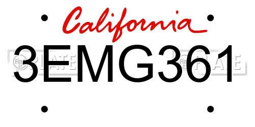 3EMG361 California License Plate