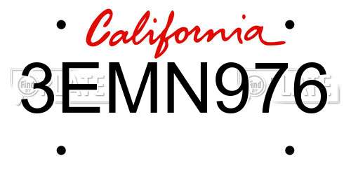 3EMN976 California License Plate