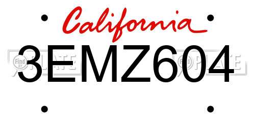 3EMZ604 California License Plate