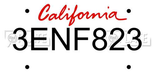 3ENF823 California License Plate