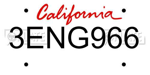 3ENG966 California License Plate