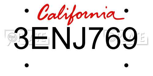 3ENJ769 California License Plate