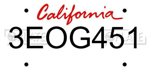 3EOG451 California License Plate