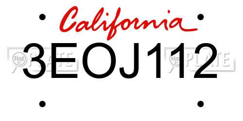 3EOJ112 California License Plate