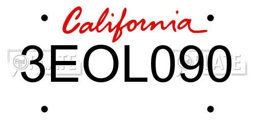 3EOL090 California License Plate