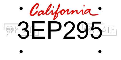 3EP295 California License Plate