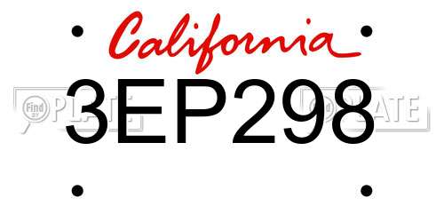 3EP298 California License Plate