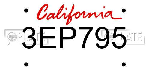 3EP795 California License Plate