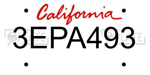 3EPA493 California License Plate