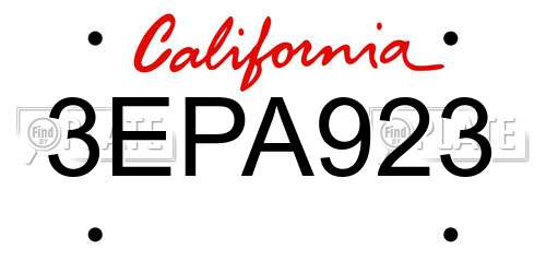 3EPA923 California License Plate