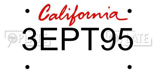 3EPT95 California License Plate
