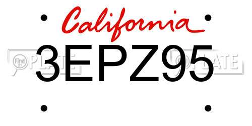 3EPZ95 California License Plate