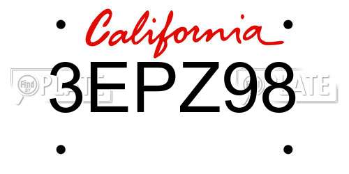 3EPZ98 California License Plate