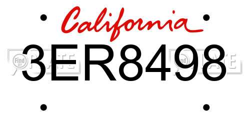 3ER8498 California License Plate