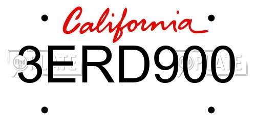 3ERD900 California License Plate