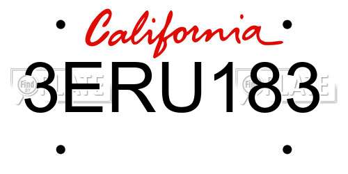 3ERU183 California License Plate