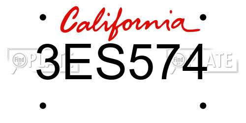 3ES574 California License Plate