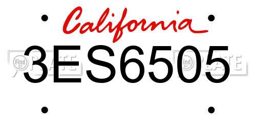 3ES6505 California License Plate