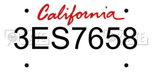 3ES7658 California License Plate