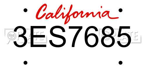 3ES7685 California License Plate