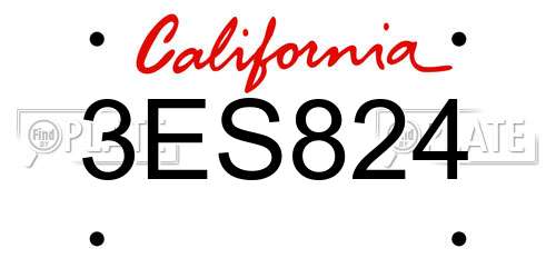 3ES824 California License Plate