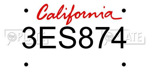 3ES874 California License Plate