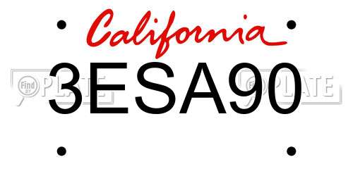 3ESA90 California License Plate