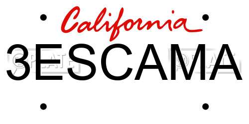 3ESCAMA California License Plate