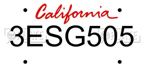 3ESG505 California License Plate