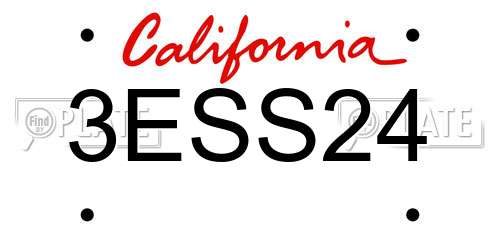 3ESS24 California License Plate