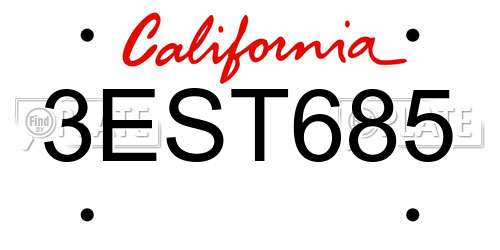 3EST685 California License Plate