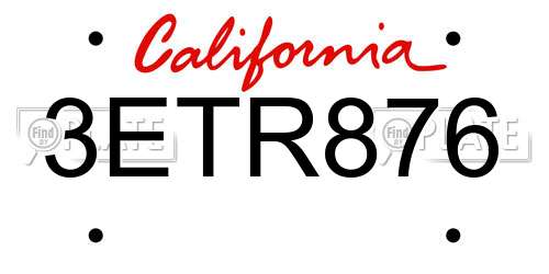 3ETR876 California License Plate
