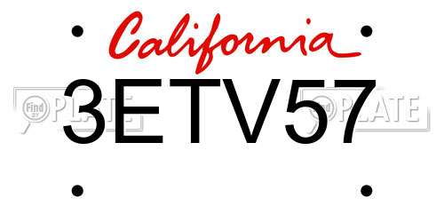 3ETV57 California License Plate