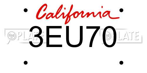 3EU70 California License Plate