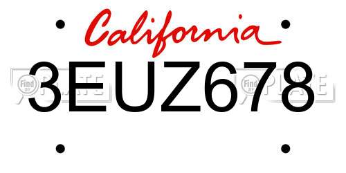 3EUZ678 California License Plate