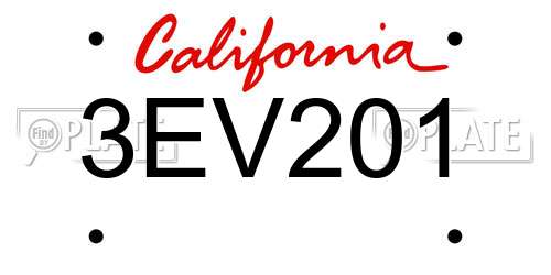3EV201 California License Plate